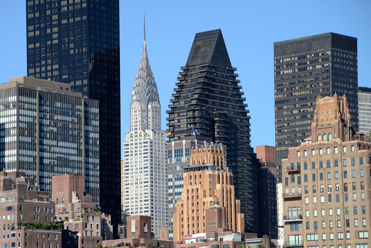 23 New York City Roosevelt Island Manhattan With Trump World Tower, The Chrysler Building, 100 United Nations Plaza, and One Dag Hammarskjold Plaza Close Up